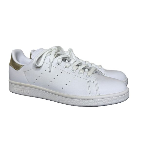 Adidas Women's Stan Smith White Gold Metallic Lace-Up Sneakers, EUC, Size 8.5 - Picture 1 of 8